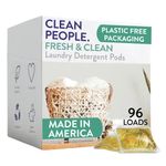 Clean People Laundry Washing Capsules - Recyclable Packaging, Hypoallergenic, Stain Fighting - Ultra Concentrated, Laundry Soap - Fresh Scent, 96 Pack