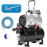 VIVOHOME Airbrush Kit with 1/5 HP Professional Air Compressor with 3L Tank, Quiet Air Brush Paint System Set with 0.3mm Dual Action Airbrush Gun and Tape, Gravity Feed