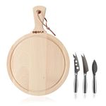 BOSKA Wooden Cheese Board Set - Amigo Best for Cheese, Tapas, Bread, and Desserts Presentation - Board Slab with Non-Slip Feet - Cutting and Charcuterie Board - Dishwasher Safe