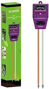 Sonkir Soil pH Meter, MS05 3-in-1 Soil Moisture/Light/pH Tester Gardening Tool Kits for Plant Care, Great for Garden, Lawn, Farm, Indoor & Outdoor Use (Purple)