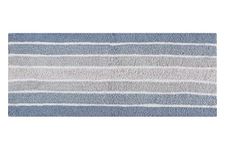 THE BEER VALLEY Alpine Stripe Bath Rug Runner 24x60 Inches Blue - Soft & Absorbent Anti-Slip Long Bathroom Mat - Cotton Rug for Kitchen, Hallway, Bedroom