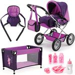 Bayer Design Baby Doll Pram Combi Grande Set, Purple