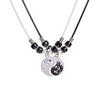 INENIMARTJ 4Pcs Yin Yang Matching Dragon Bracelet Necklaces Set for Women Men,Yin Yang Couple Bracelet Pendant Necklaces for Bff Best Friend, Metal, No Gemstone