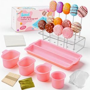 8PCS Cake Pop Mold Kit, Cakesicle Mold Set & Baking Accessories, Pink