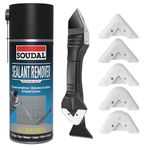 Sealant Remover Bundle with Soudal Sealant Remover 400ml & Caulk Tool, Solvent Cleaner for Bathroom, Kitchen, Windows – Removes Cured Silicone, Mastic & Residue