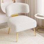 Dewhut Oversized Sherpa Boucle Accent Chair, Cozy Wide Armless Couch Barrel Chair for Small Space, Upholstered Side Corner Teddy Sofa Chair for Living Room, Bedroom, Lounge, Reading Nook(Cream White)