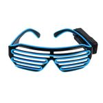 Gizelle LED Light Up Neon Shutter Glasses Wireless Flashing Party Eyeglasses Neon Glow In Dark Illuminated Frames For Disco Christmas DJ Costume Party Favors Blue