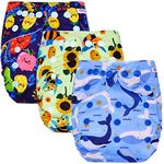 Bembika Baby Pocket Cloth Diapers Without Inserts, Reusable Cloth Diapers Washable Fitted Diapers One Size Adjustable Reusable Nappy for Baby Girls and Boys (3 Combo) (No Inserts Included) 3P