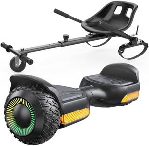 Gyroor Scooter with Adjustable Seat Attachment, 6.5" All-Terrain Self Balancing Scooter, LED Lights & Bluetooth for Kids and Adults, Black