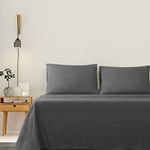 LINENOVA 4 Piece Queen Bed Sheet Set- 1200TC Ultra-Soft Microfibre Bed Sheets - Fitted Sheet & Flat Sheet & 2 Pillowcases- Wrinkle, Fade, Stain Resistant - Deep Pocket (Dark Grey, Queen)