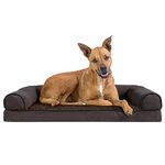 Furhaven Pet Bed for Dogs & Cats - Sherpa & Chenille Sofa-Style Egg Crate Orthopedic Dog Bed, Removable Machine Washable Cover - Coffee, Large, 45403221BX