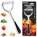 ZEVON® Peeler - Stainless Steel Kitchen Tool for Home & Professional Use, Vegetable Peeler Fruit Peelers, Stainless Steel Piller for Veggie and Fruits (Silver/Black)