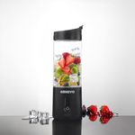 Genevo Portable and Rechargeable Blender - 530ml | For Smoothies, Juices, Milkshakes, Baby Food, Crushing ice, Dryfruits & More | With Stainless Steel Blades and 4000 mAh Battery - Black