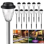 12 Pack Solar Lights Outdoor, BUCASA Stainless Steel Solar Pathway Lights Outdoor Waterproof, 2 Lighting Modes Solar Garden Lights Outdoor Landscape Lighting for Patio Yard Path Lawn Pathway Walkway