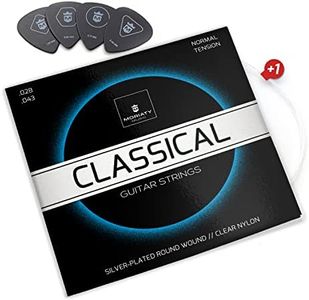 MORIATY® set di 6 Corde Eccellenti per chitarra classica e acustica - in nylon - INCLUSI: 4 plettri + 1 corde Mi extra