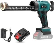 Cordless Caulking Gun, 21V Electric Caulk Adhesive Gun w/2.0Ah Li-Battery & Charger, LED Light, 4 Adjustable Speeds Drip-Free Caul Gun w/ 3 in 1 Caulking Tools for Filling, Sealing -10oz/300ml