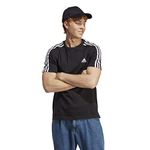 adidas Men's Essentials Single Jersey 3-stripes Tee Short Sleeve T-Shirt, Black/White, XL