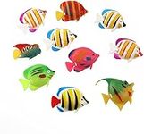 10Pcs Plastic Fish Artificial Moving Floating Fake Toy Fish Ornament Decorations for Home Office Aquarium Fish Bowl Tank (Random Color Pattern)