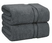 COTTON CRAFT 2 Pack Ultra Soft Oversized Extra Large Bath Sheet 89x178 Charcoal - Weighs 33 Ounces - 100% Pure Ringspun Cotton - Luxurious Rayon trim, Ideal for everyday use - Easy care machine wash