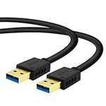 DTECH USB 3.0 Type A Cable Male to Male High Speed Data Cord in Black 3ft