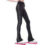 LIUHUO Figure Skating Pants Girls Training Wear Quality Crystals Black Child Skating Leggings