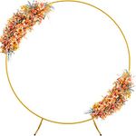 Fomcet 7.2FT Gold Round Backdrop Stand Metal Circle Wedding Arch Balloon Arch Kit Floral Frame for Anniversary Birthday Party Graduation Photo Background Decoration Rust Resistant Stable Stands