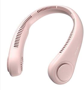JISULIFE Portable Neck Fan, Hands Free Bladeless Fan, 4000 mAh Battery Operated Wearable Personal Fan, Leafless, Rechargeable, Headphone Design, USB Powered Desk Fan,3 Speeds-Pink