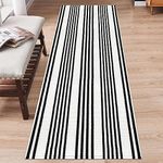 Aoczes Black and White Striped Rug Runner 2x6 Feet Farmhouse Runner Rug Cotton Woven Washable Hallway Runner Rug for Entryway/Kitchen/Laundry Room/Bedroom/Bathroom/Living Room