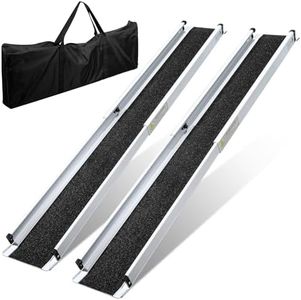 Sonnewelt Lot de 2 rampes de fauteuil roulant de 105 à 183 cm - En aluminium - Jusqu'à 300 kg - Rampe télescopique avec sac en textile - Rampe pour fauteuil roulant - Pliable - Rampe d'escalier pour