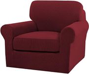 Turquoize 2 Piece Chair Covers Chair Slipcovers for Living Room Armchair Couch Cover Chair Sofa Cover with Individual Cushion Covers Furniture Cover for Chairs Feature Thick Fabric (Chair, Burgundy)