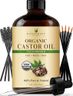 Handcraft Blends Cold-Pressed Organic Castor Oil 118 ml | Glass Bottle | Lash Brushes | 100% Pure and Natural | Premium Grade Carrier Oil | Hair, Eyelashes and Eyebrows | Hair and Body