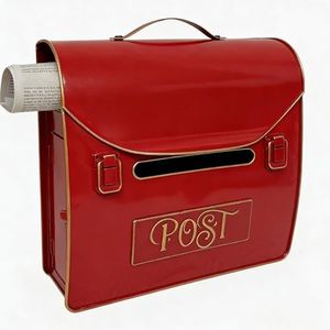 Yielycan Wall-Mounted Mailbox with Newspaper Holder, Waterproof & Rust-Proof Galvanized Steel, Large Capacity for Outdoor Use, 13.82 x 12.8 x 4.17 Inch - Red