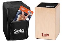 Sela SE 119 Primera Cajon beginner bundle with backpack, cajon pad, German Cajon book, CD and DVD