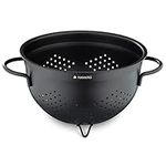 Navaris Stainless Steel Colander 4.8L / 5-Quart - Metal Strainer with Large Holes and Handles for Pasta, Spaghetti, Vegetables, Rice - Black