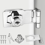 CAEEKER Keyed Hasp Lock 90 Degrees Lock Hasp Twist Knob Keyed Locking Hasp Shed Locks Safety Door Clasp Heavy Duty Door Bolt Latch Buckle Small Hasp and Staple with Padlock Keys for Cupboard, 3 Inch