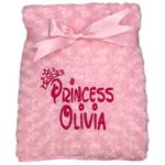 Personalised Baby Blanket Luxury Rosebud Style Pink Princess Name Print