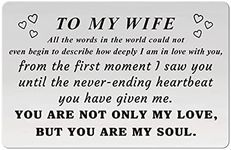 HAMYUTA To My Wife Card Gifts from Husband Stainless Steel Engraved Wallet Card I Love You Gifts for Wife Anniversary Valentines Day Card for Her Birthday Christmas Presents from Husband (Wife)