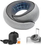 Purroch Advanced Memory Foam Neck Travel Pillow, Neck Pillow Airplane with Eye Mask & Ear Plugs, Designed for The Comfort of Travel & Office, Travel Pillow for Plane, Car, Home, Work, Grey