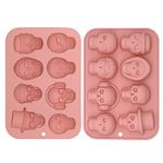 Skull Chocolate Moulds Halloween Candy Molds Silicone, Christmas Candle Baking Resin Mould Fondant Moulds for Cake Decorating, Jelly, Ice Cube Y3KLMJ (Pink)