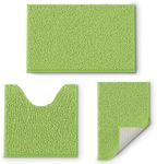 Green Bathroom Rugs Set 3 Pieces Ultra Soft Bath Rugs for Bathroom, Bathroom Mats, Chenille Bathroom Carpet Sets, Non-Slip Bath Rug, Absorbent Bathroom Sets, Plush Bath Mat for Bathroom, Tub, Shower