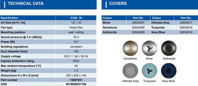 Airflow iCON 30 100mm Extractor Fan – Quiet Bathroom Ventilation