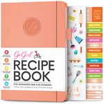 GoGirl Recipe Book – Blank Cookbook to Write In Your Own Recipes – Empty Cooking Journal for Family Recipes – Personalized Recipe Notebook – Hardcover, A5, 58 Recipes In Total - Peach Pink