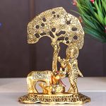 KridayKraft Kamdhenu Cow with Krishna Standing Under Tree Plying te Metal StatueKrishna Murti Idol for Pooja & Decor Your HeOfficeShowpiece FigurinesReligious Idol Gift Article.