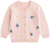 Simplee kids Baby Sweater Toddler Cardigan Girls Flower Embroidered Knit Sweater A-Pink