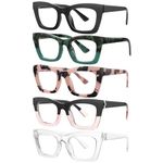 ZEHEXA Reading Glasses for Women Blue Light Blocking Glasses Filter UV Square Readers Glasses for Men and Women 5 Pack 0.75