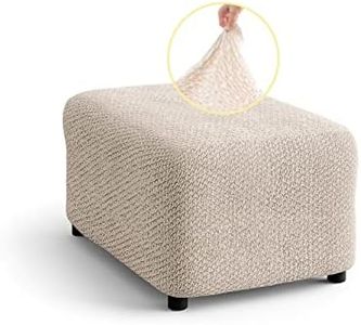 PAULATO BY GA.I.CO. Couch Cover - Sofa Cover - Sofa Slipcover - Furniture Cover - Couch Slipcover - Two-Way Stretch Furniture Slipcover - Made in Italy - Velvet Collection (Ottoman, Ivory)