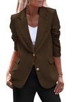 PRETTYGARDEN Women's 2024 Fall Business Casual Blazers Long Sleeve Notch Lapel Trendy Work Office Blazer Jackets Outerwear (Coffee,Small)