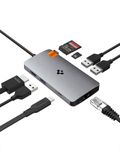 Spigen 8-in-1 USB C Hub Multiport Adapter 100W PD 3.0 microSD/SD Card Reader 5Gbps Data port for MacBook Pro Air M1 M2 Steam Deck Dell XPS 4K 60Hz HDMI Ethernet USB C and 3 USB A port