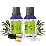 Rey Naturals Tea Tree Essential Oil | Tea Tree Oil For Hair | Tea Tree Oil for Face | Tea Tree Oil for Skin | Tea Tree Hair Oil | Tea Tree Oil For Dandruff | Tea Tree Oil For Fungal Infection - 15ml*2