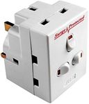 3 Way Extension Plug Surge Protection UK Wall Mains Power Adapter 13 AMP 250V Multi Plug 3 Gang Individually Switched Neon Block Socket Splitter - White